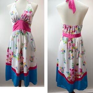 Silky Floral halter dress S